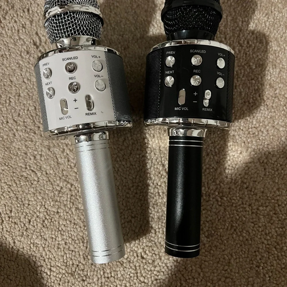Wireless Karaoke Microphone Set - Silver and Black
